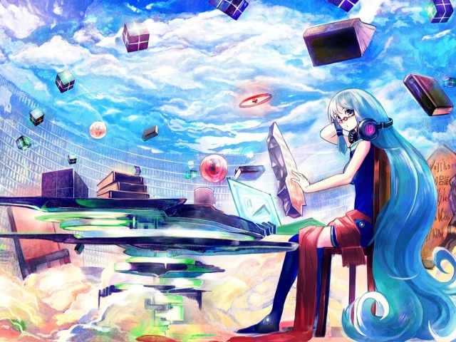 Девушка с голубыми волосами и летающие книги