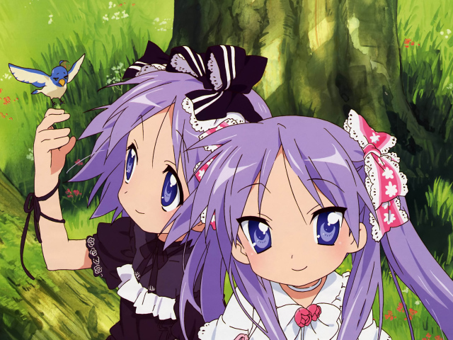 Две девочки с птичкой