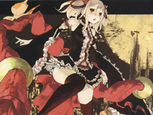 Аниме девушка в черном платье