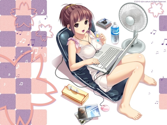 Аниме девочка с компьютером