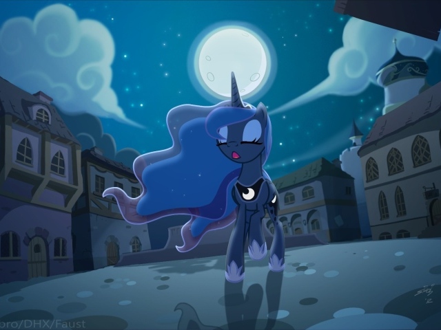 Маленькая пони в ночном городе