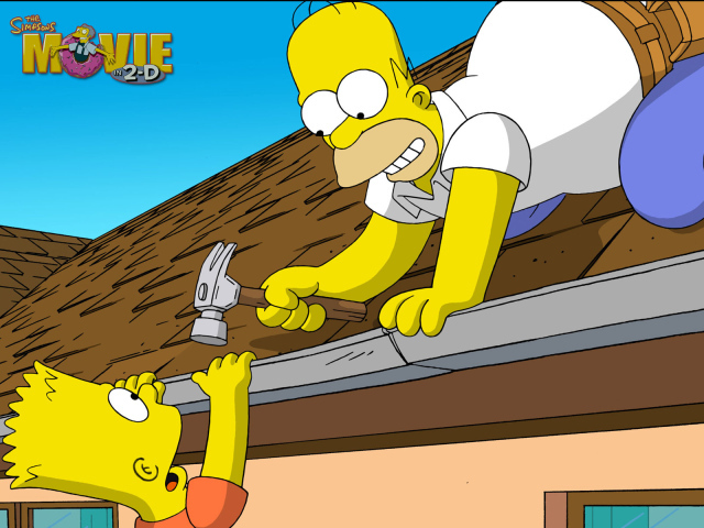 Симпсоны Гомер играет с молотком
