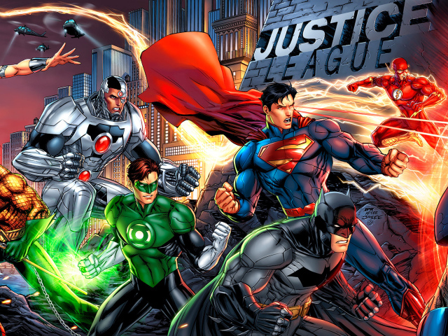 Герои Лиги Справедливости в середине боя