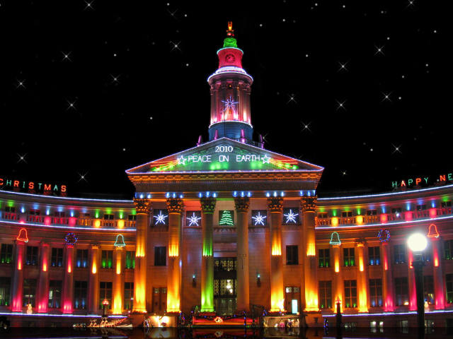 Украшенное здание на рождество