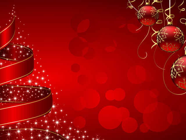 Ёлочные игрушки и лента на рождество