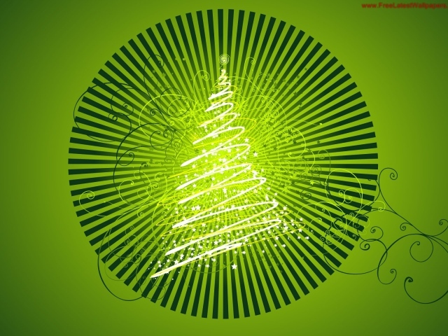 Картинка с ёлкой в зелёных тонах на рождество