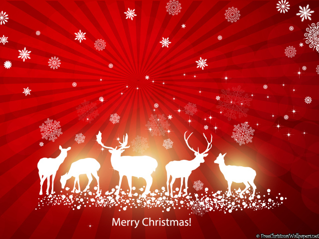Картинка с оленями на красном фоне на рождество