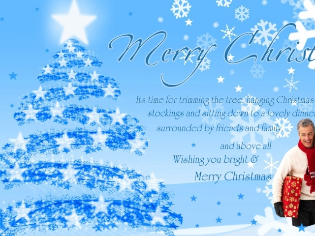 Пожелание на рождество, голубой фон