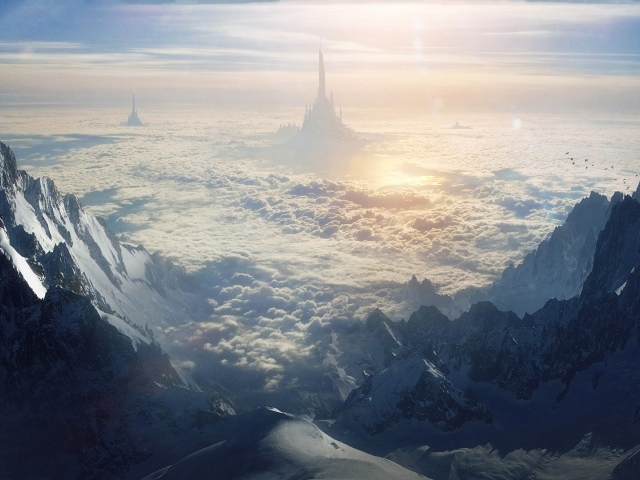 Фантастический пейзаж с облаками