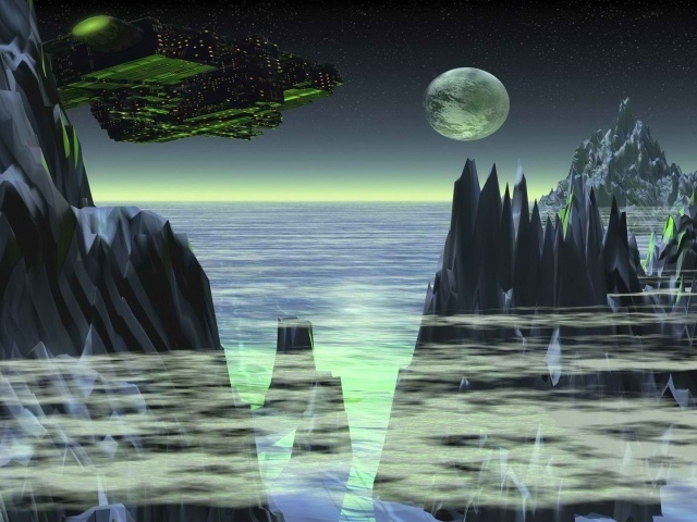 Космический корабль над планетой