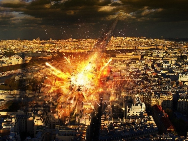 Падение метеорита на город