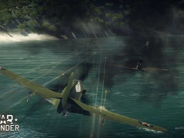 War Thunder американский истребитель стреляет