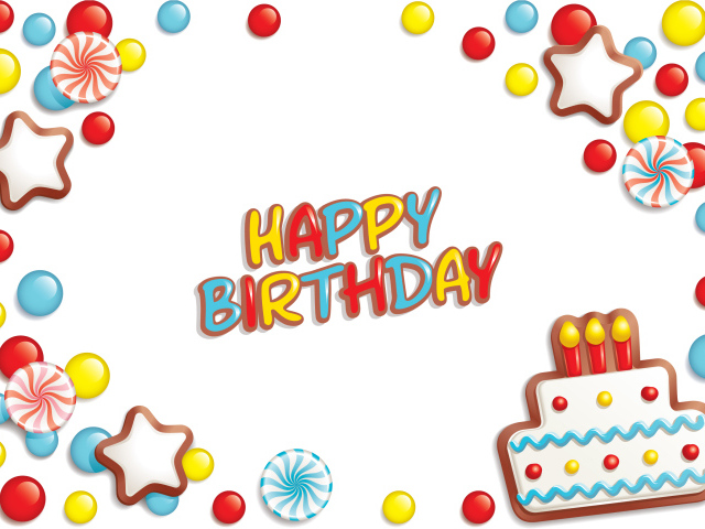 Весёлая картинка на день рождения, белый фон