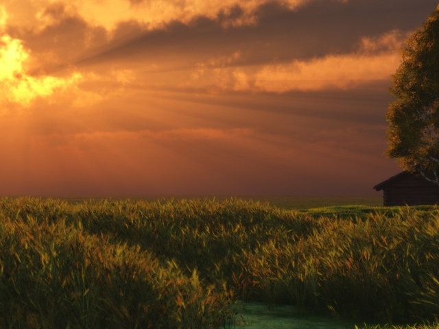 Солнечные лучи сквозь облака