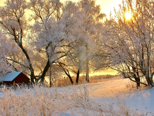 Зимний закат в Румынии