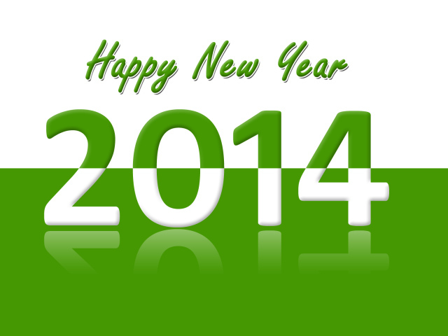 Счастливого Нового Года 2014, зелёный и белый цвет