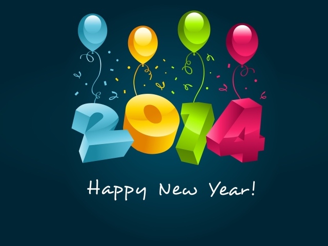 Счастливого Нового Года 2014 и разноцветные шары