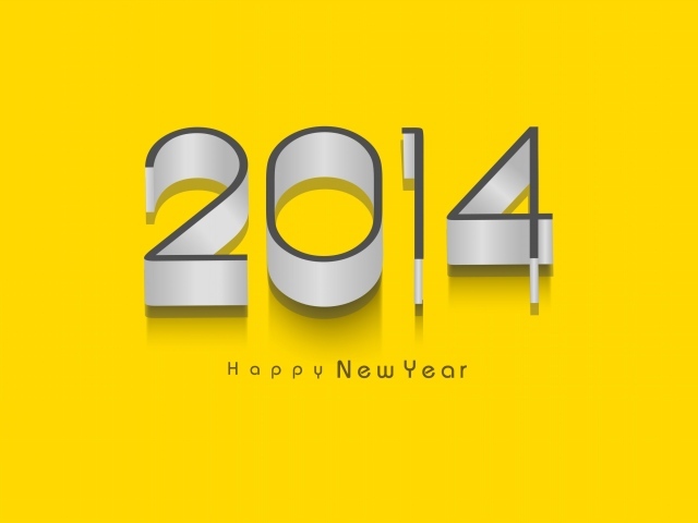 Счастливого нового 2014 года, жёлтый фон