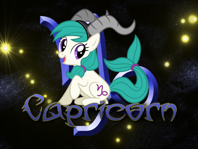 Козерог, детская картинка с чёрным фоном