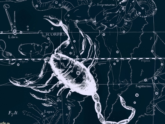 Карта звездного неба, скорпион