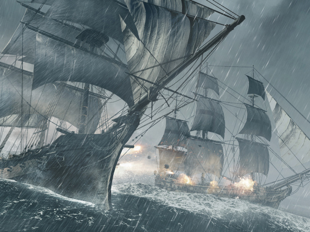 Assassin's creed IV боевой корабль в океане