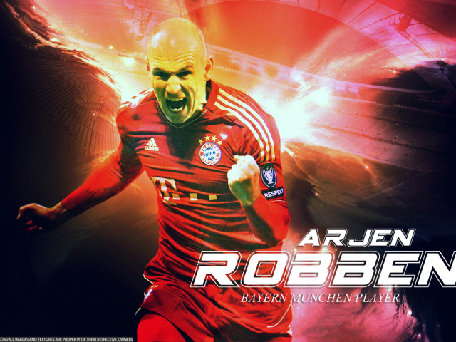 Бавария Арьен Роббен на красном фоне
