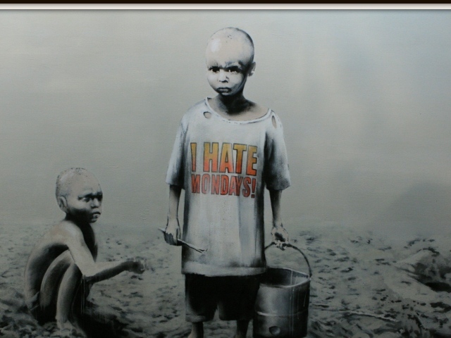 Граффити, ненавижу понедельники, художник Бэнкси