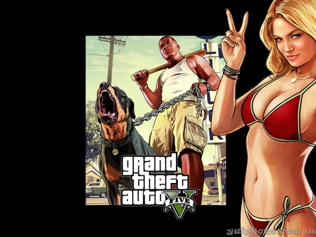 Grand Theft Auto V горячая красотка и собака