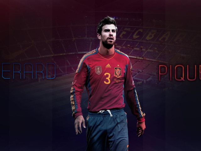 Футболист Барселоны Херард Пике на черном фоне