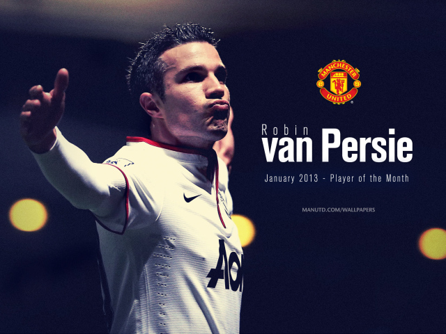 Футболист Манчестер Юнайтед Робин ван Перси на темном фоне