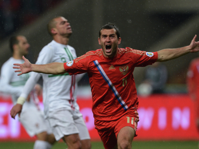 Игрок Зенита Александр Кержаков в сборной России