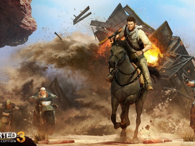 Uncharted 3: Дрейк находится лошади