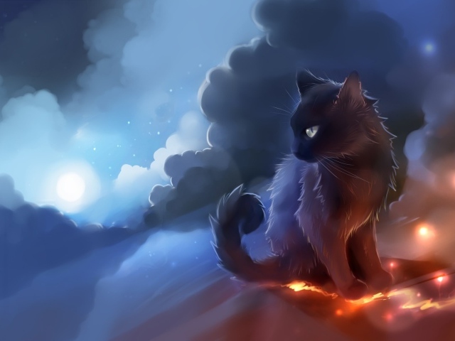 Черный кот и облака