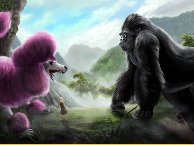 Розовый пудель и горилла