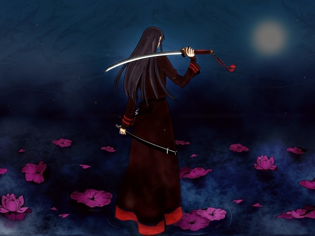 Девушка на воде с мечом