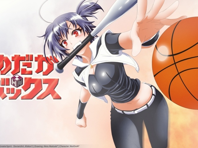 Девушка с бейсбольной битой в зубах