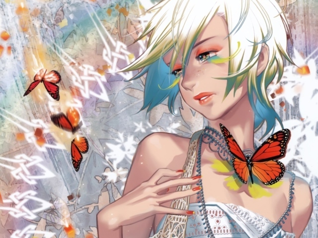 Аниме девочка с бабочками