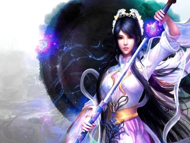 Японка с синими волосами