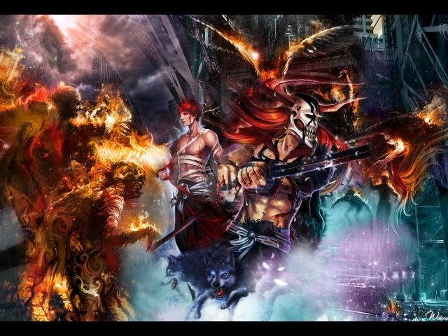 Человек и огненные монстры