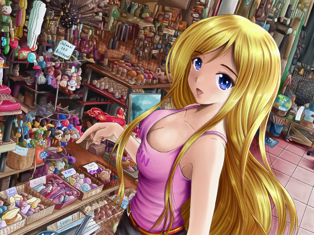 Девушка в магазине сувениров