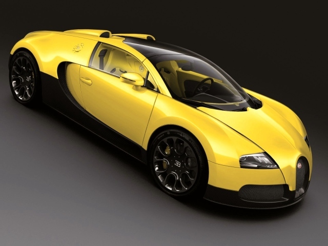 Желтый Bugatti Veyron 16.4 Grand Sport
