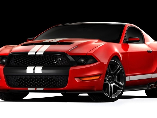 Красный Ford Mustang 2014
