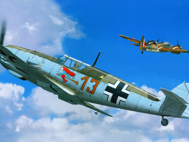 Немецкий самолет в бою