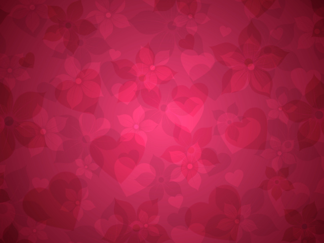 Сердечки на розовых обоях