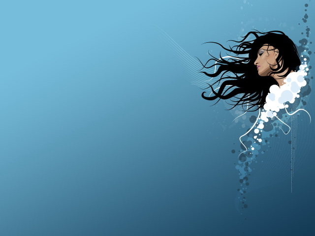 Голова девушки на синем фоне