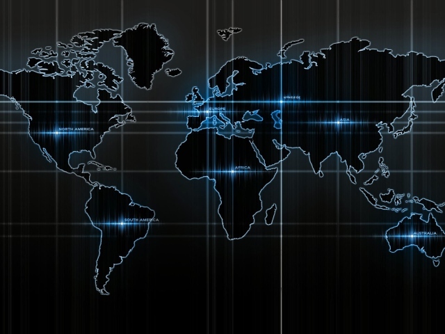 Карта мира на черных обоях
