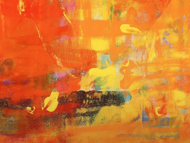 Желтые и оранжевые мазки краской