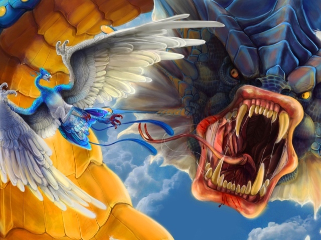 Дракон и птица Покемон