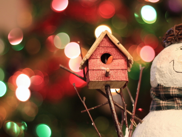 Снеговик с домиком для птиц