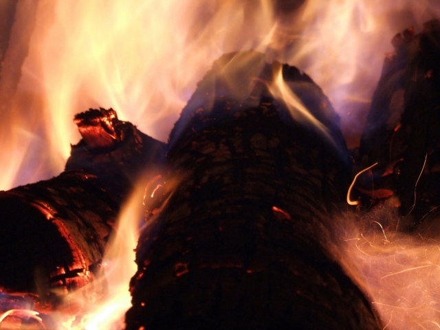 Огонь на дровах в камине